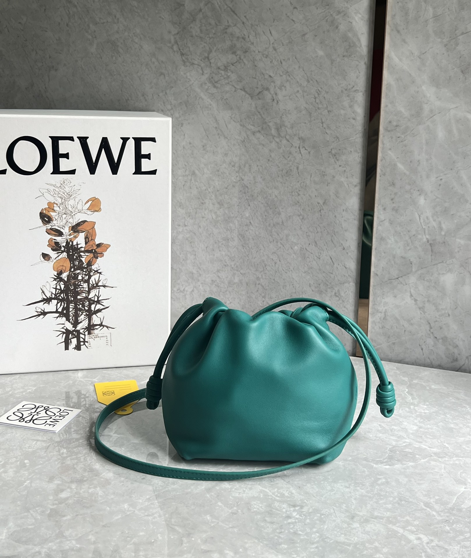 Loewe Mini Flamenco Purse bag in mellow nappa lambskin Dark Green